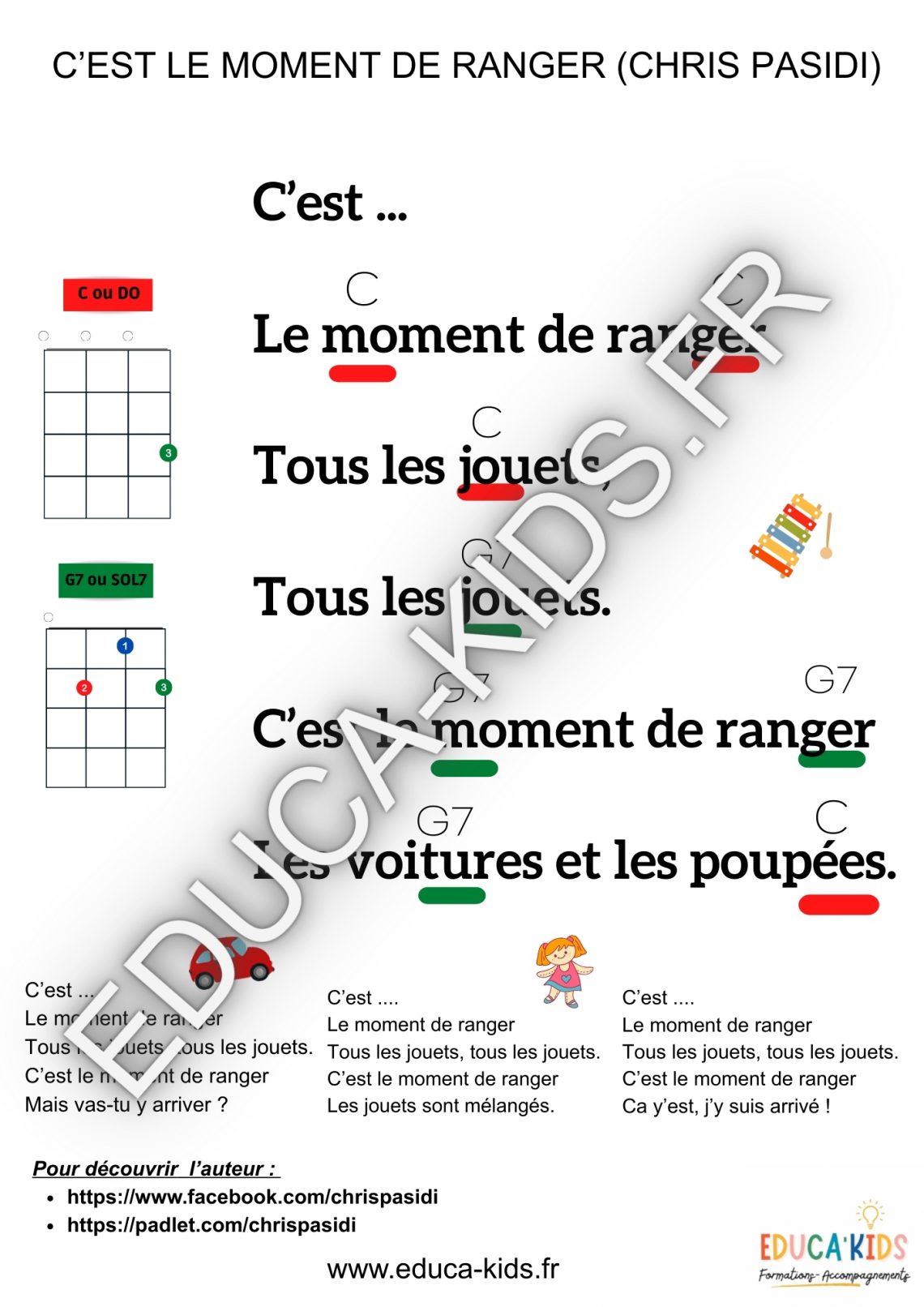 C'est le moment de ranger partition ukulele chris pasidi