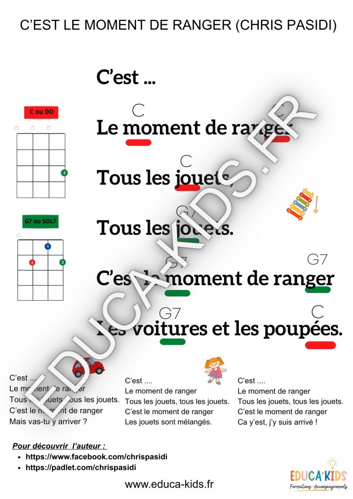 C'est le moment de ranger partition ukulele chris pasidi